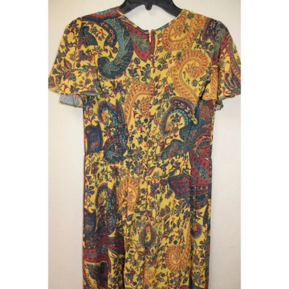 Anthropologie Ranna Gill Yellow Georgie Embroidered Paisley Jumpsuit NWT size 6 - Picture 3 of 15